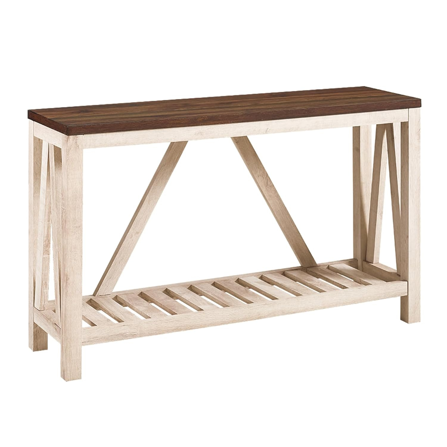Walker Edison Modern Farmhouse and Oak Console Table, Dark Walnut/White Oak