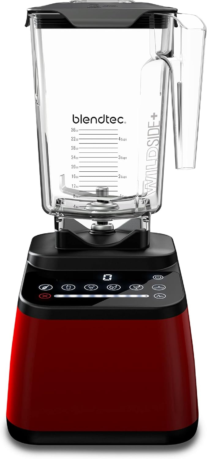 Blendtec Licuadora Original Designer Series y Frasco WildSide+ de 90 oz - Paquete de Licuadora de Cocina - Rojo