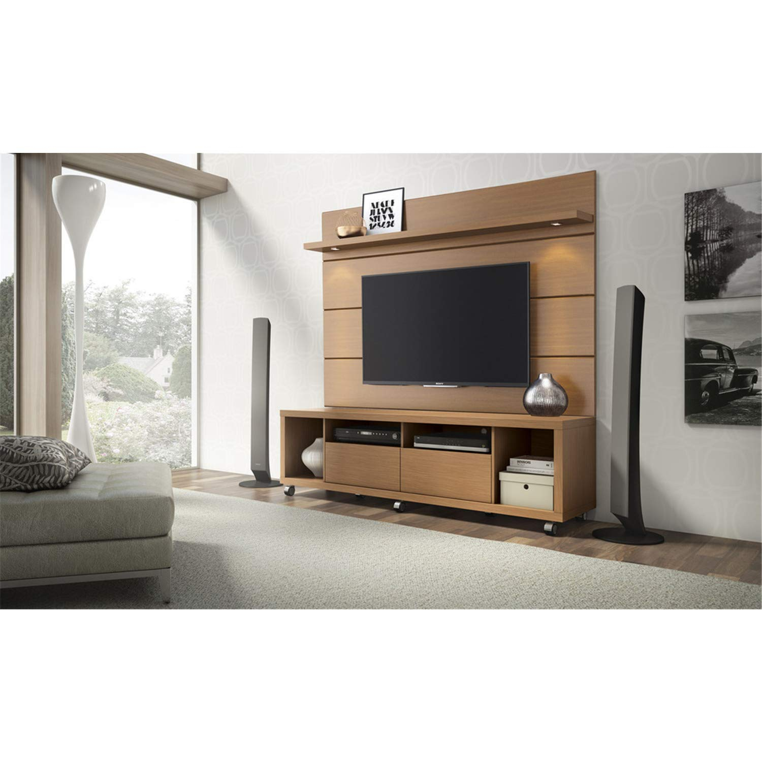 Cabrini TV Stand and Floating Wall TV Panel with LED Lights 1.8