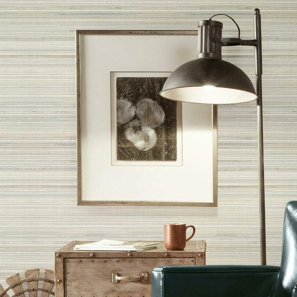 RoomMates RMK11669RL Taupe Faux Bamboo Grasscloth Peel and Stick Wallpaper, Large Sample