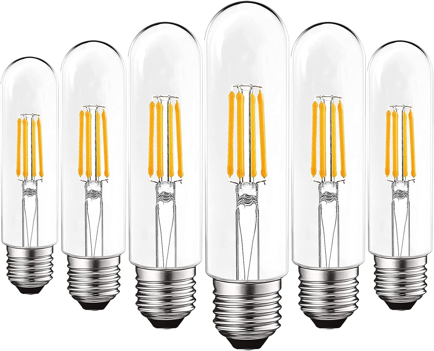Luxrite 6-Pack T10 LED Bulb 5W=60W 3000K Soft White Edison Bulb 500 Lumens Tubular Light Bulb Damp Rated UL Listed E26