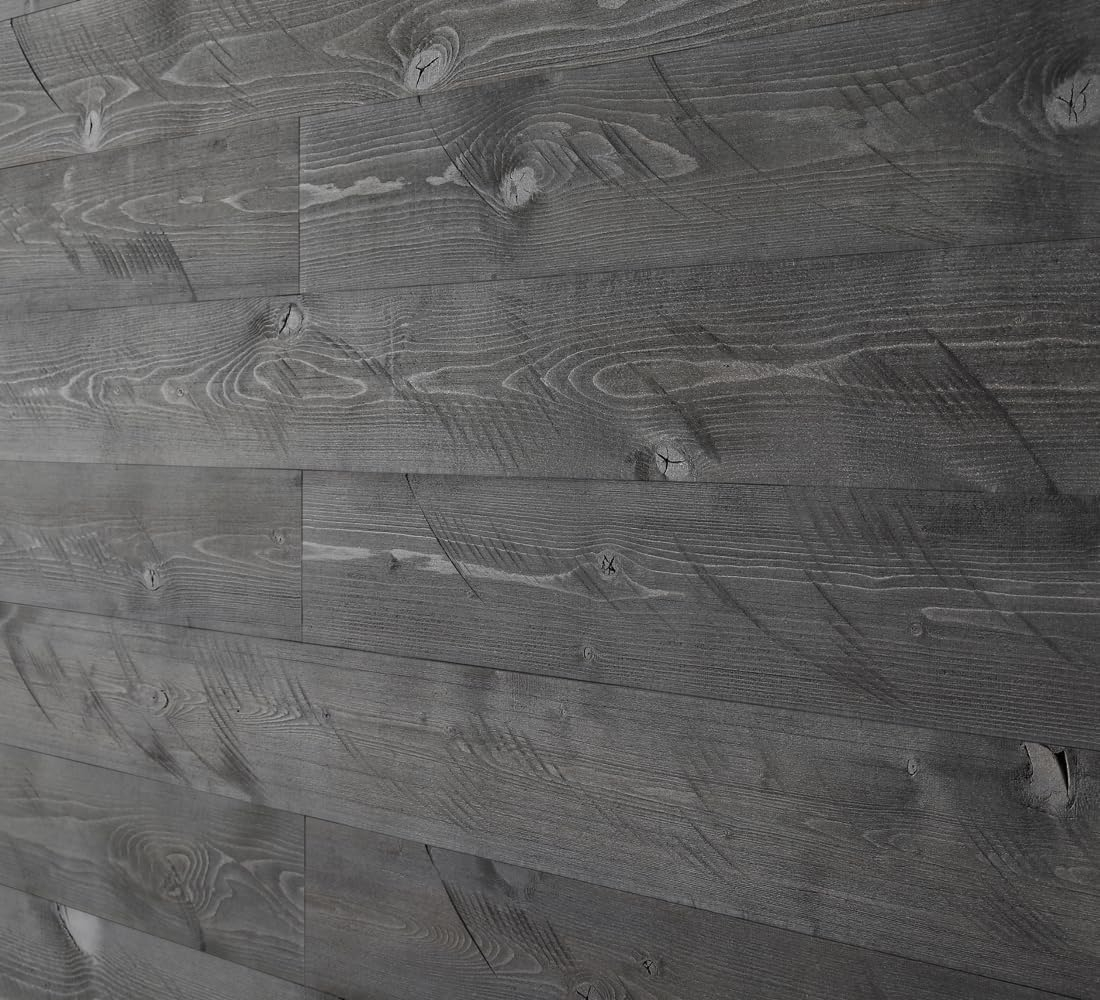 WoodyWalls Peel and Stick Wood Planks | Real Wood Wall Panels | Premium Set of 12 Wood Planks for Walls | DIY Wood Panels (19.5 sq. ft. per Box) Gray