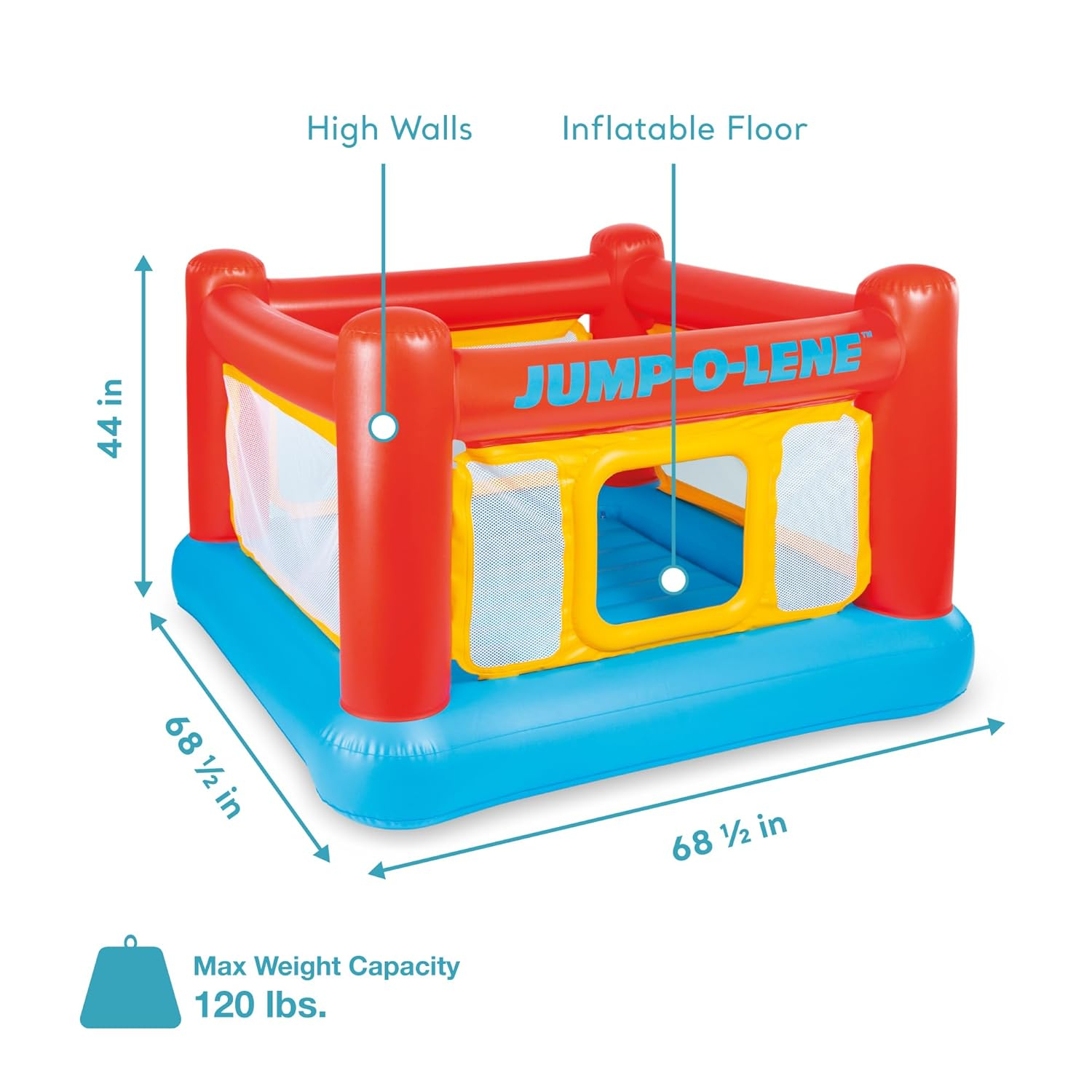 Intex Inflatable Jump-O-Lene Trampoline Bounce House with Net (2 Pack)