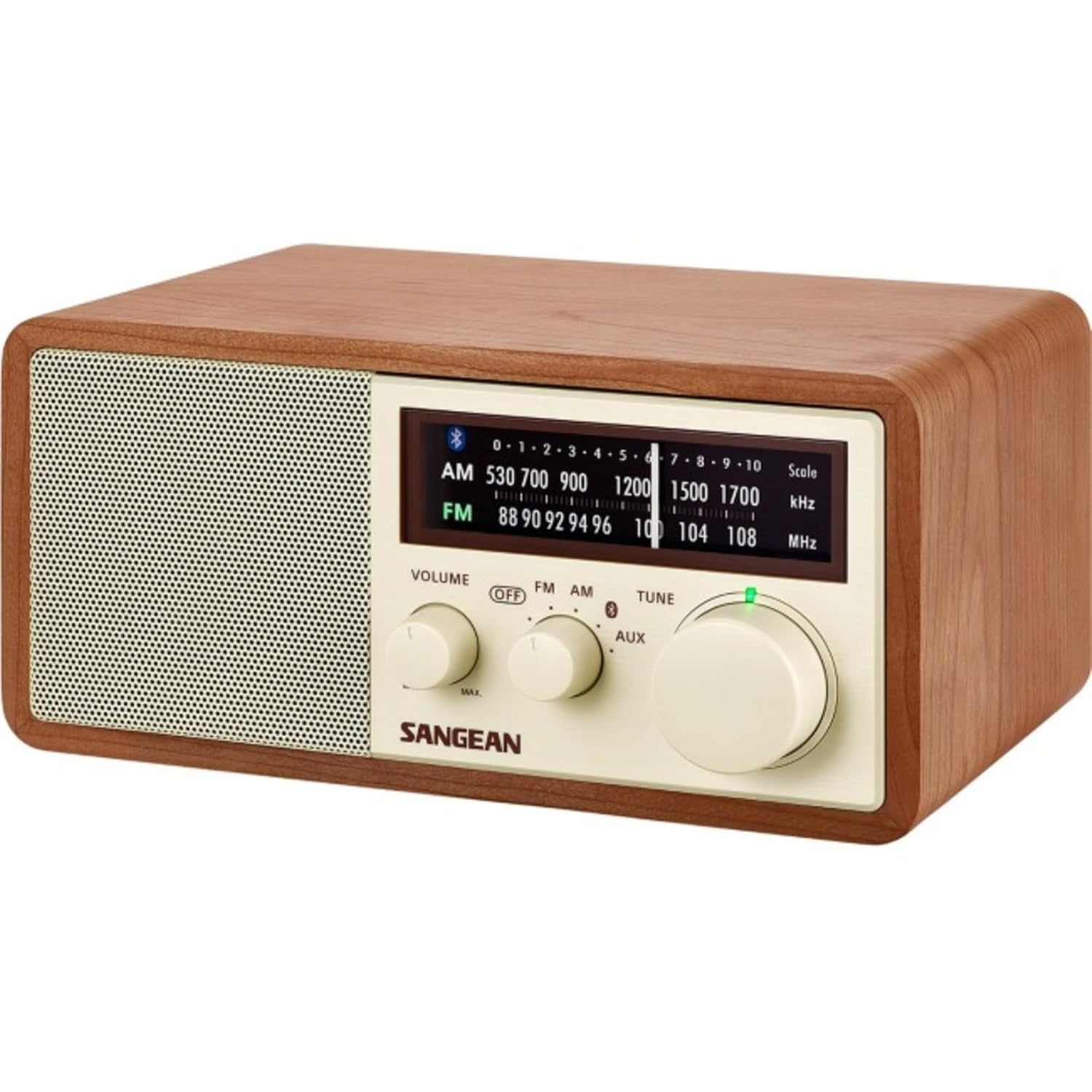 Sangean AM FM Aux Wooden Cabinet Table Top Radio and Bluetooth Receiver