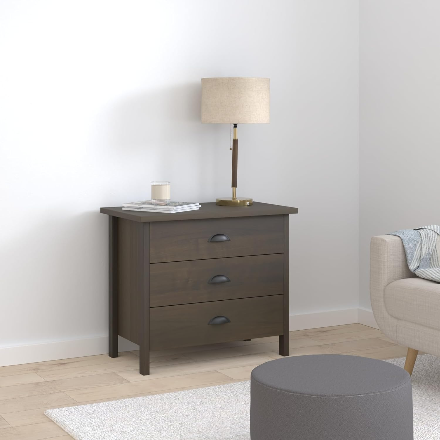 Jiowenm 3 Drawer Nouvelle Chest Walnut