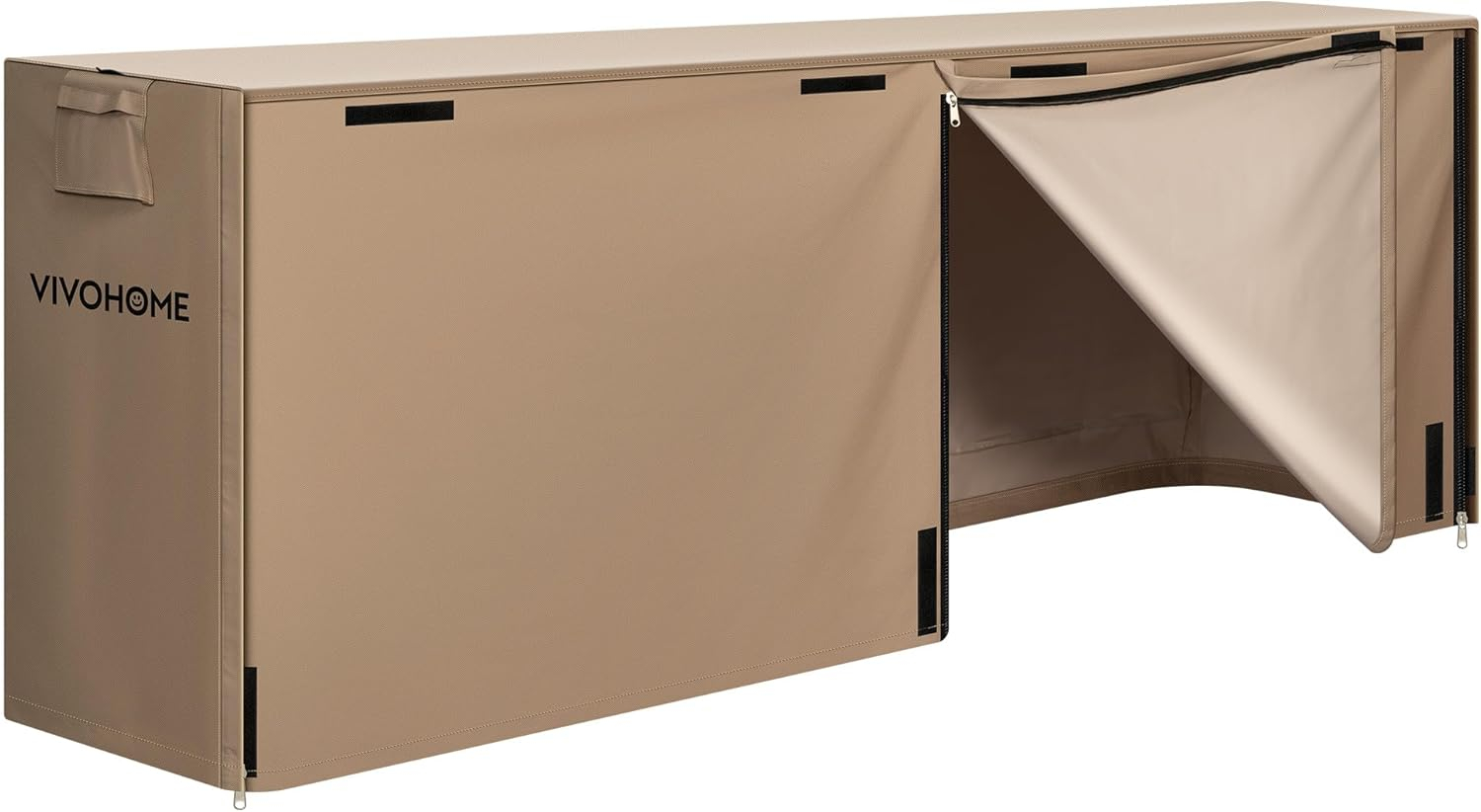 VIVOHOME 8ft Firewood Log Rack Cover, Heavy Duty 600D Oxford, Double Layer Outdoor Weather Resistant Fire Wood Storage Holder Cover with Zipper and Hook Loop Tape, Brown