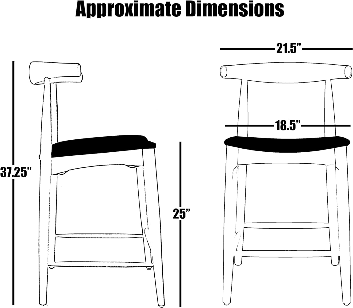 2Xhome PU Leather Modern Bar Stool, Natural (Set of 2)