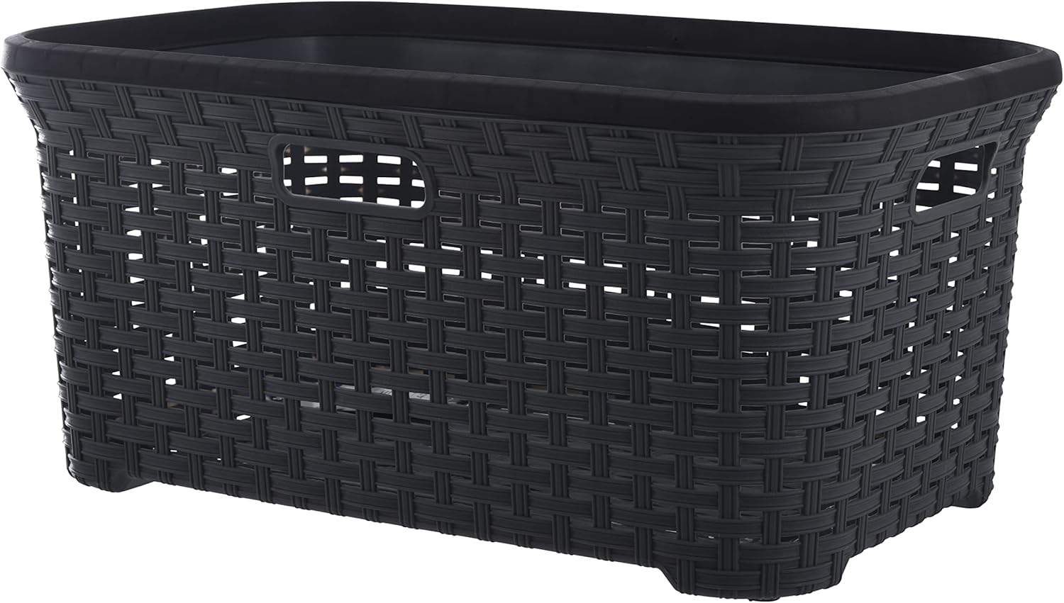 Superio Laundry Basket, Laundry Hamper, 50-liter wicker style basket with cutout handles, to storage dirty clothes, in washroom, or bedroom, grey.