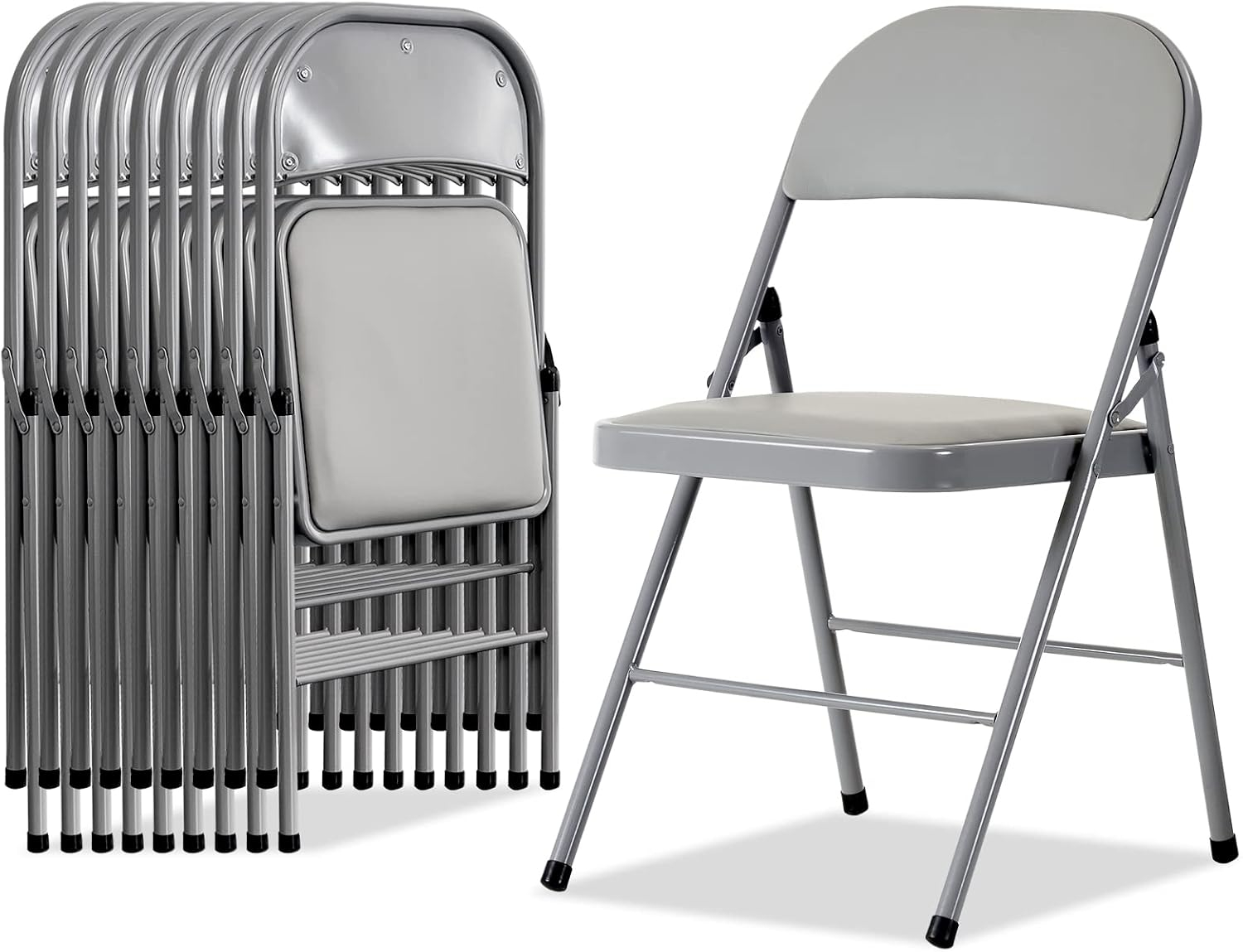 GARTOOO 10 Pack Plastic Folding Chair, Stackable Steel Frame Chairs,Portable Commercial Chair for Home, Office, Wedding, 550lbs Weight Capacity