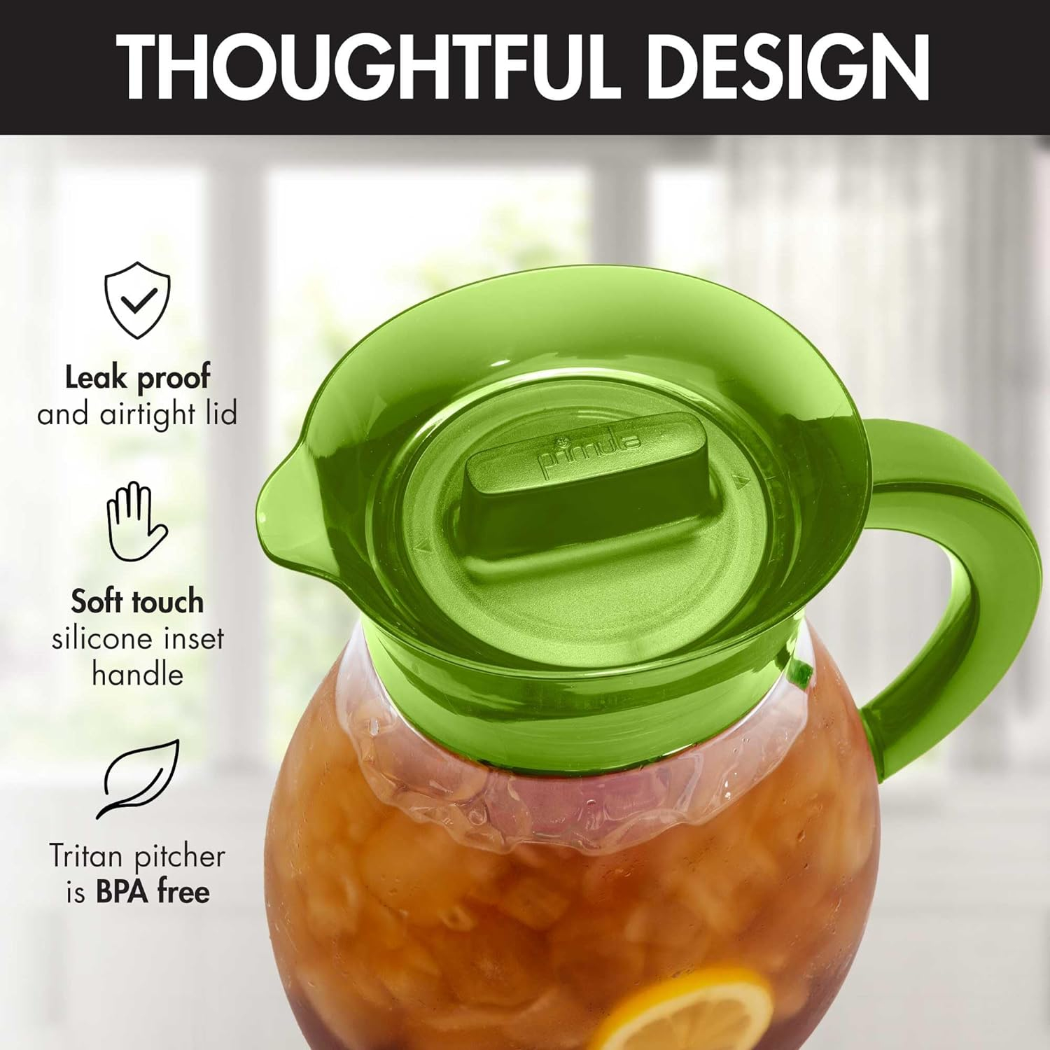 Primula The Big Iced Tea Large Capacity Beverage Pitcher, 1 Gallon, Green