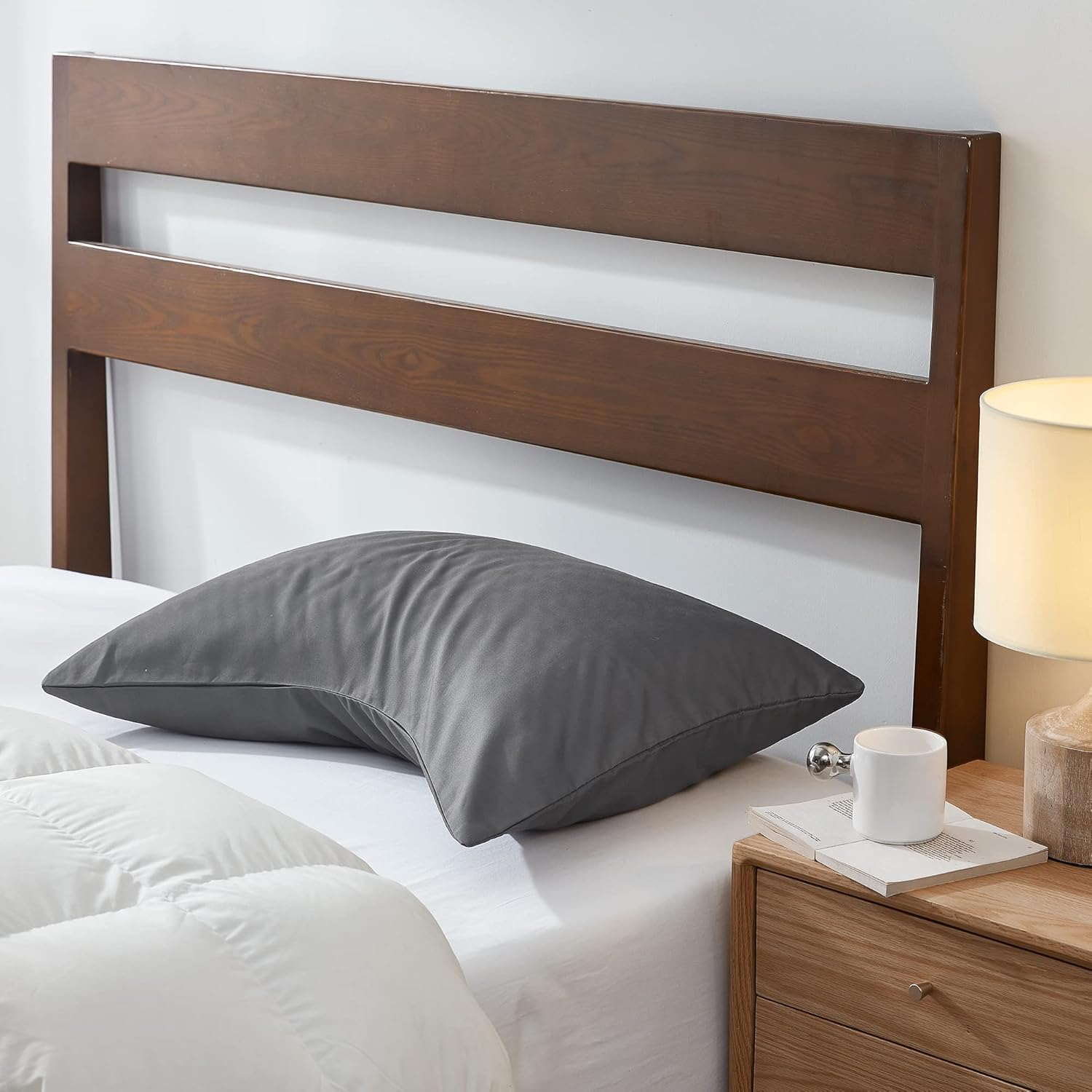 Sidney Sleep Curved Pillow Covers - Full Length Zipper Closure - Premium Soft Brushed Microfiber - 20 x 30 Inches - Fits Curved Side Sleeping Pillows (Queen, White)