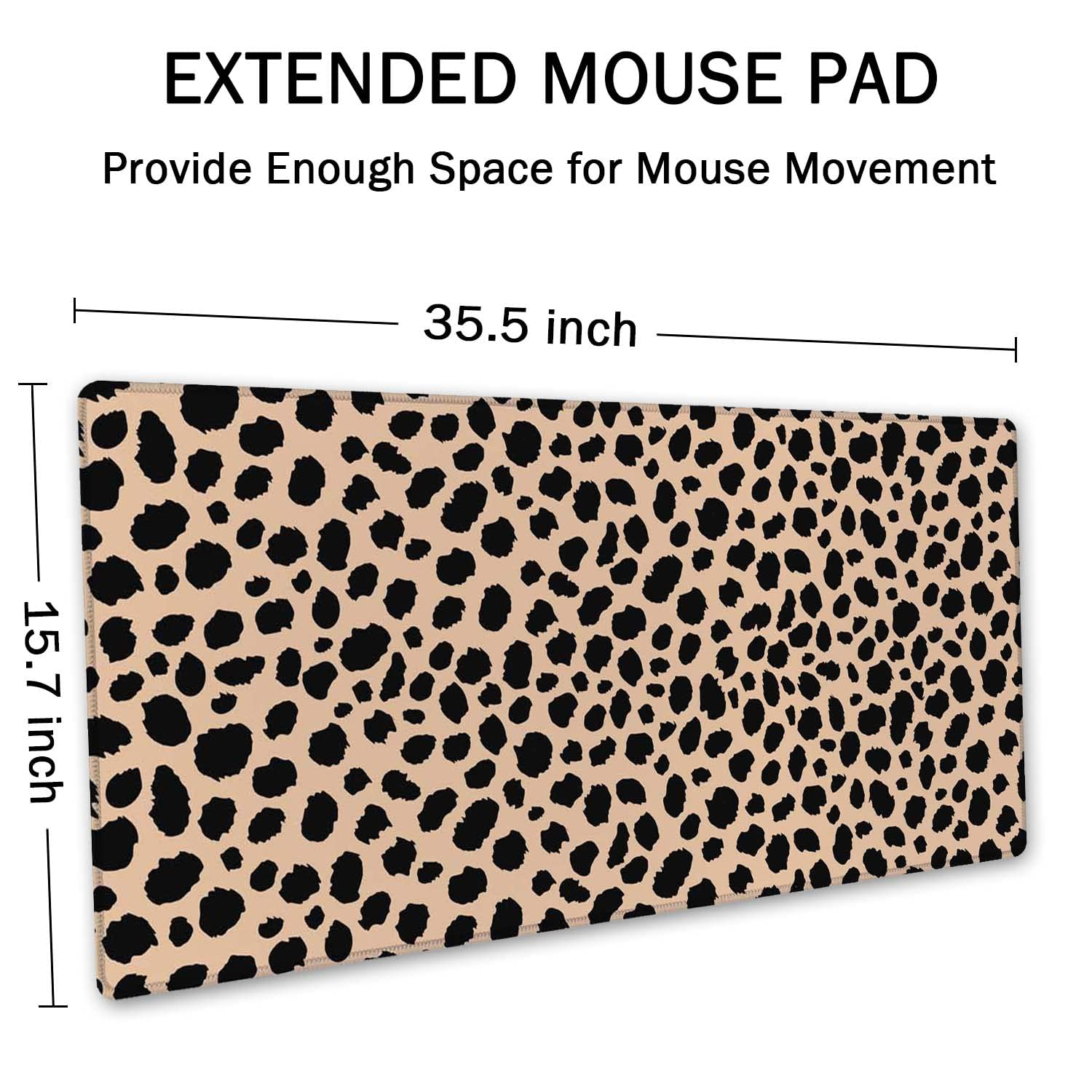 SSOIU Leopard Print Cute Desk Mat, Extra Large Non-Slip Rubber Mousepad - 35.5x15.7 in, Extended Gaming Mouse Pad