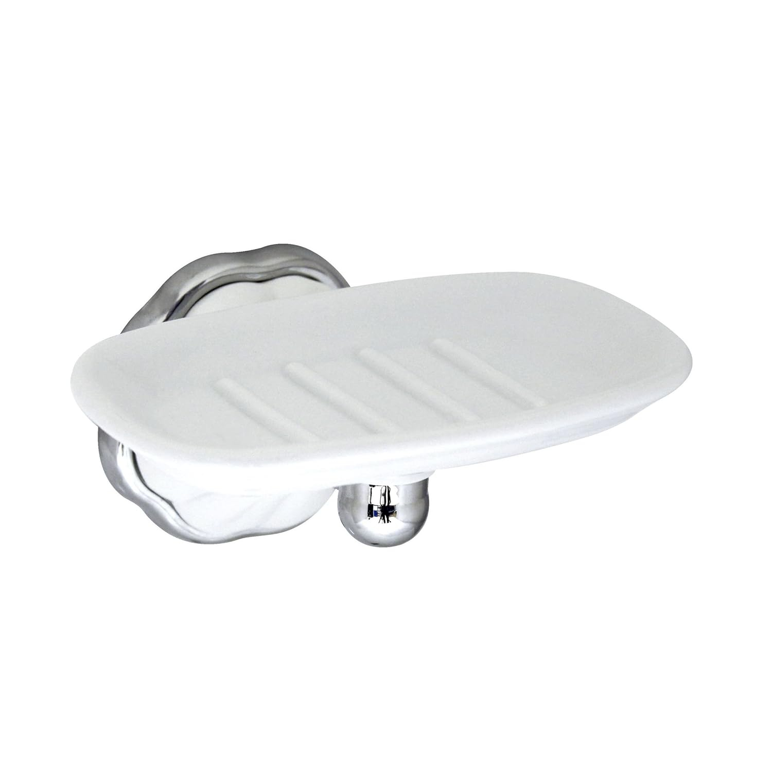 FLORA 4 Piece Bathroom Accessories Set in White Porcelain and Polished Chrome