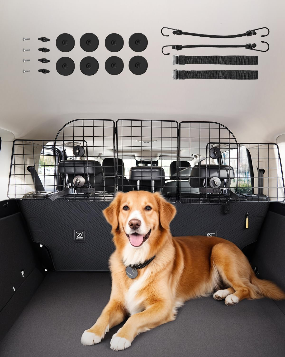 Dog Car Barrier, Adjustable Car Divider for Trunk Cargo Area, Universal-Fit Back Seat Wire Mesh barrier, Furniture Cover