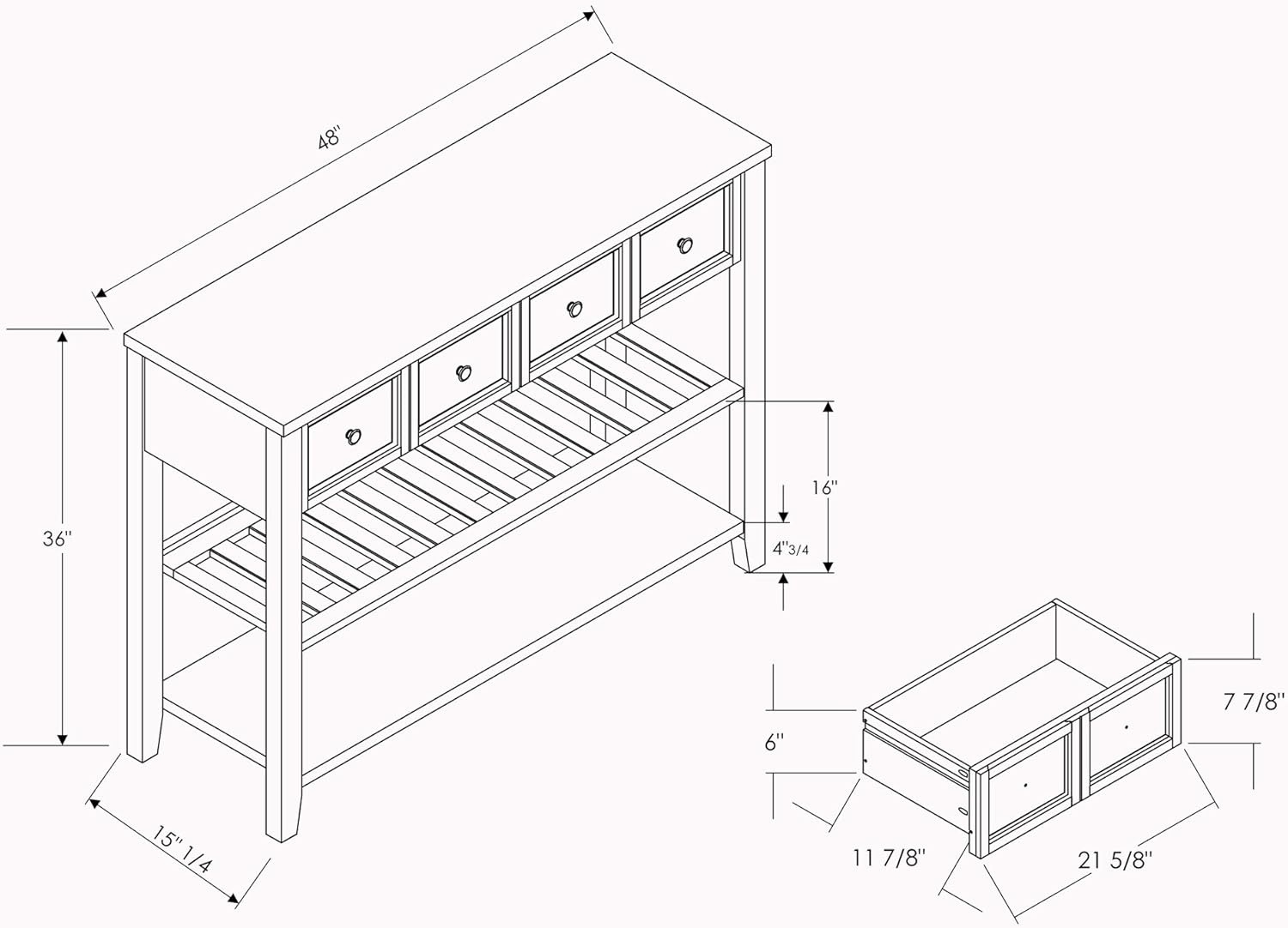 Walker Edison Modern Farmhouse Wood Buffet Sideboard Entryway Serving Storage Cabinet Doors-Dining Room Console, 48 Inch, White