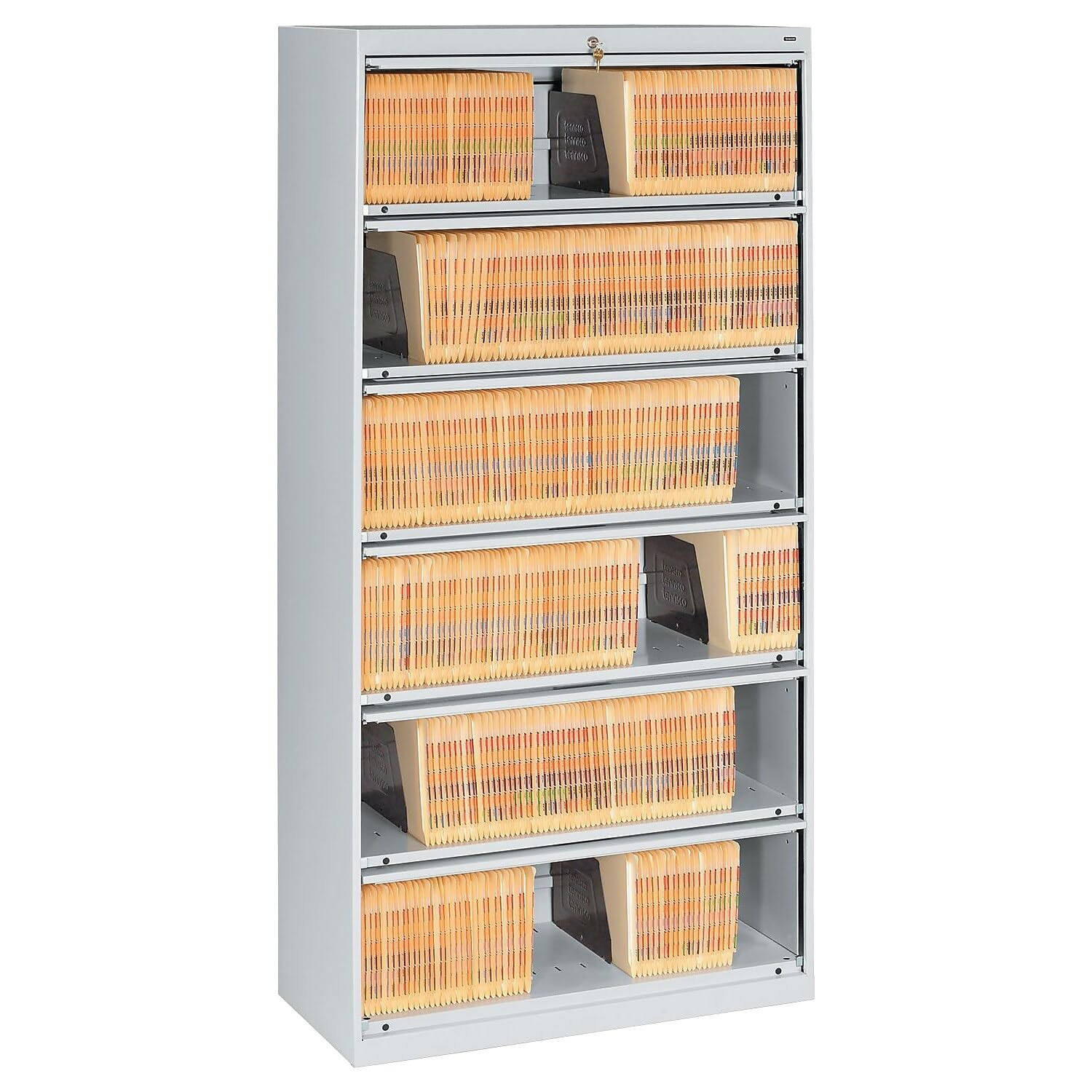 Tennsco 6 Drawers Lateral Lockable Filing Cabinet, Gray
