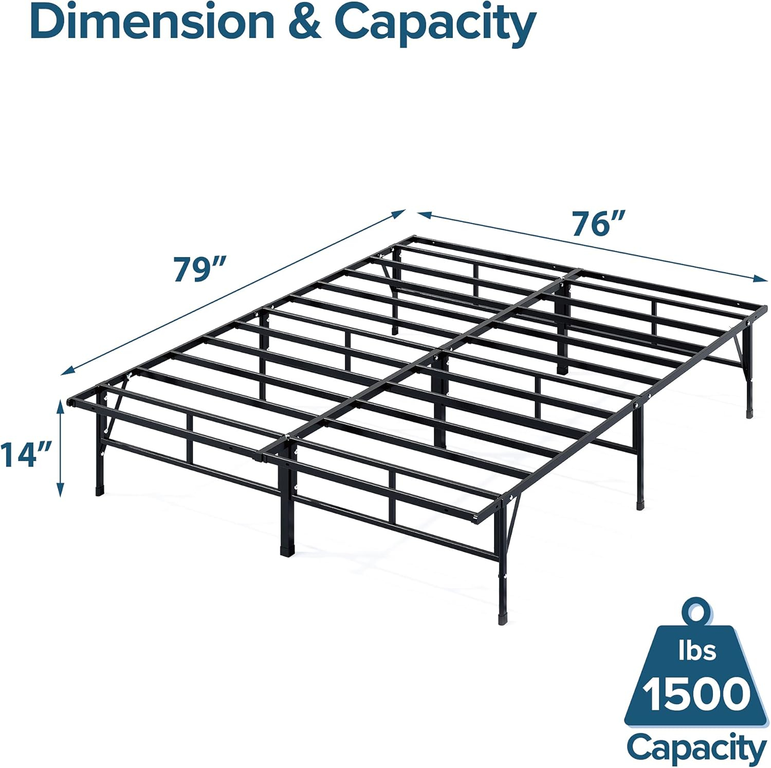 Zinus 14" Metal SmartBase Compack Mattress Foundation, Bed Frame, King