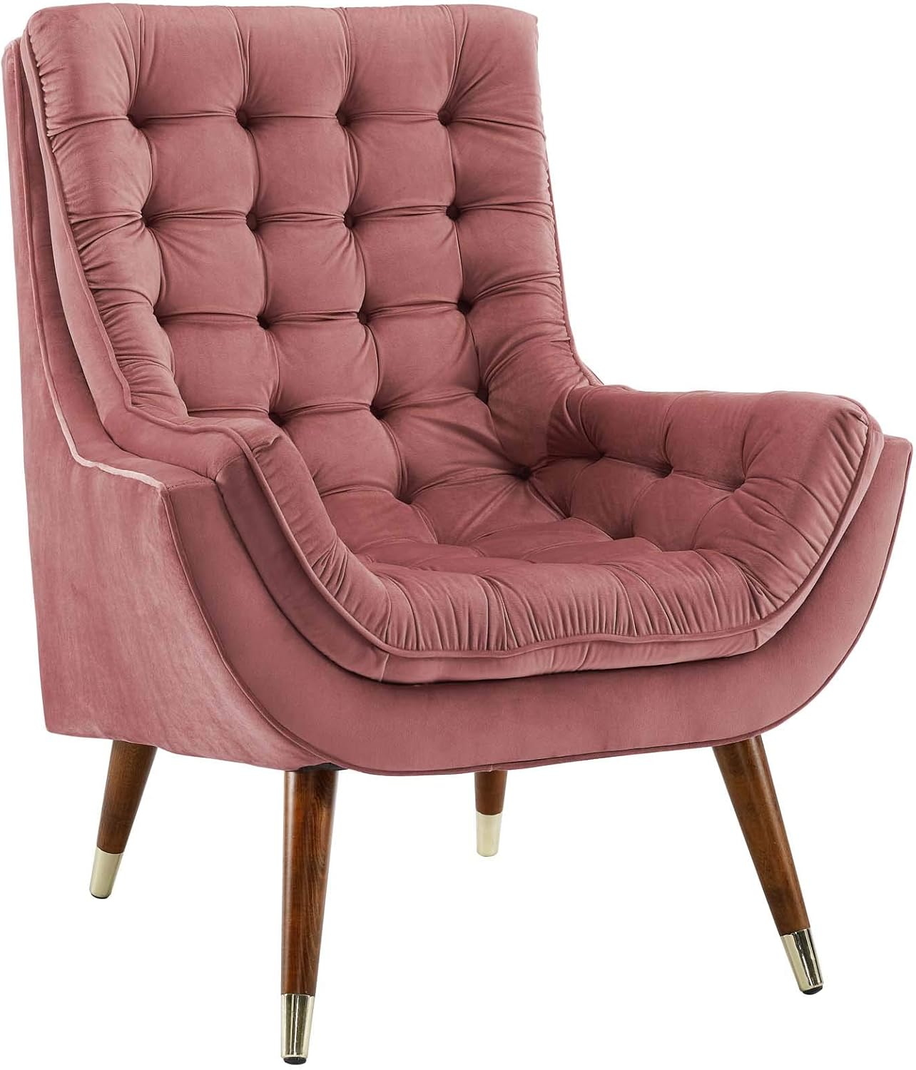 Modway Suggest Button Tufted Performance Velvet Lounge Chair in Dusty Rose