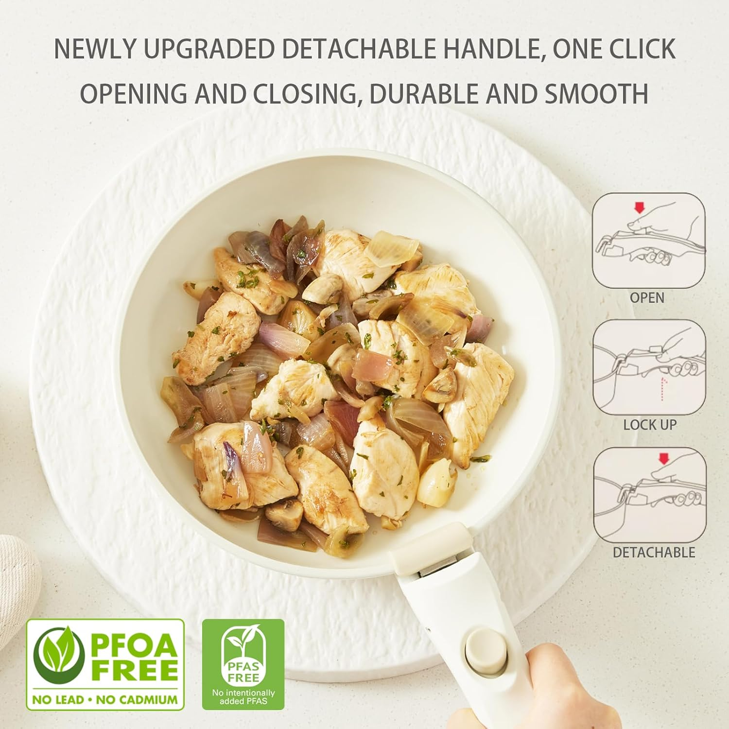 Hausfrau Pink Ceramic Non-Stick Cookware Set with Removable Handle