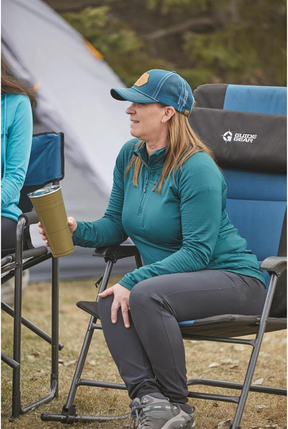 Guide Gear Oversized Rocking Camp Chair, 500-lb. Capacity Blue/Black