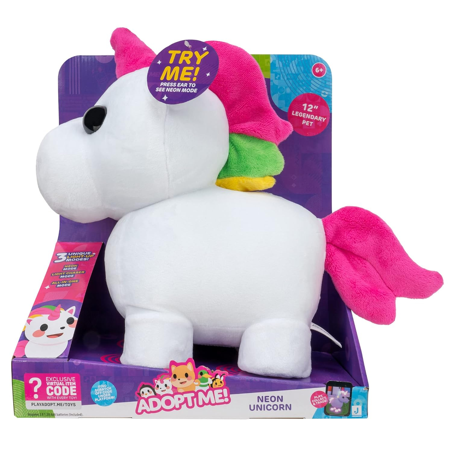 White and Pink Light-Up Plush Unicorn Toy