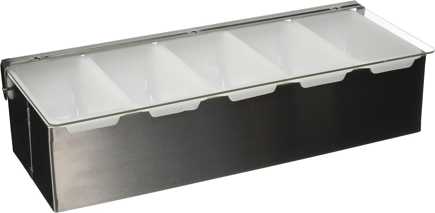 Winco Condiment Holder with Stainless Steel Base, with 5 Inserts