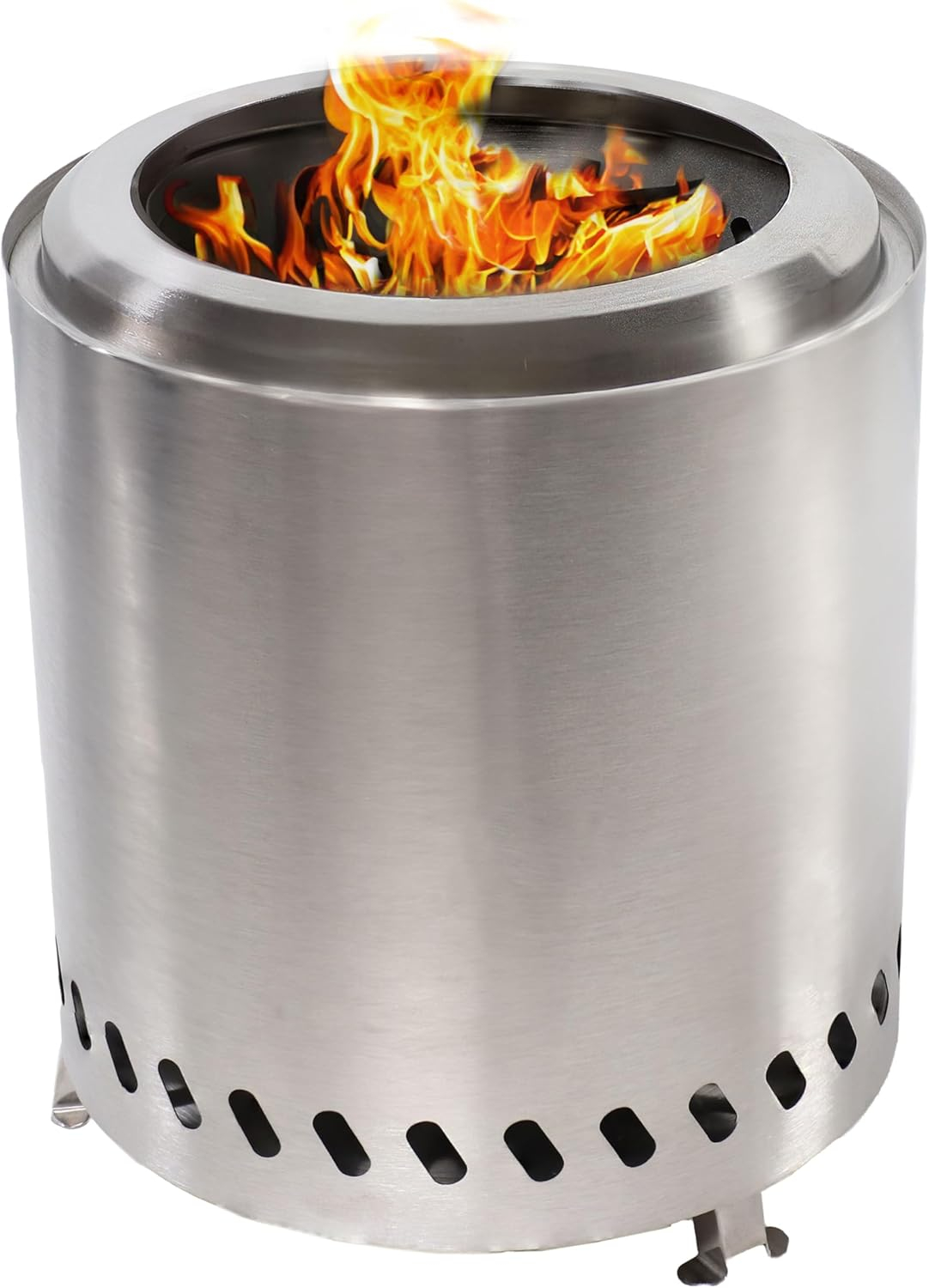 Sunnydaze 9.5" Round Wood-Burning Silver Finish Stainless Steel Tabletop Smokeless Fire Pit