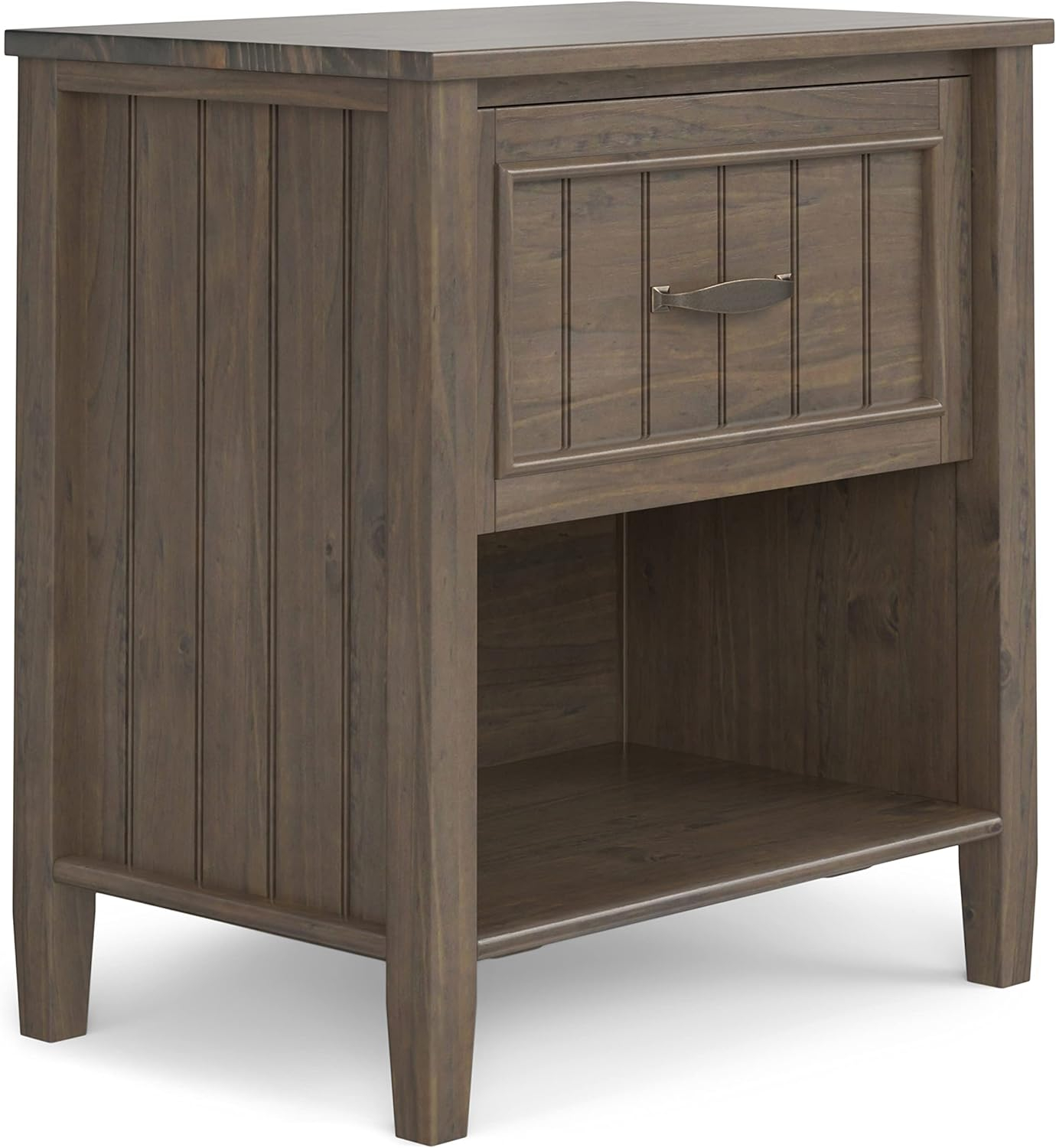Lev SOLID WOOD 24" Wide Transitional Bedside Nightstand Table in Smoky Brown