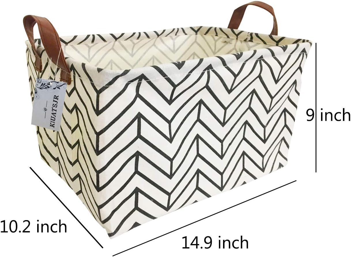 Rectangular Canvas Storage Bins,Waterproof Storage Basket,Collapsible Toy Organizer Bin with Handles for Clothes Storage, Kid's Toy & Book Storage (A Geometric)