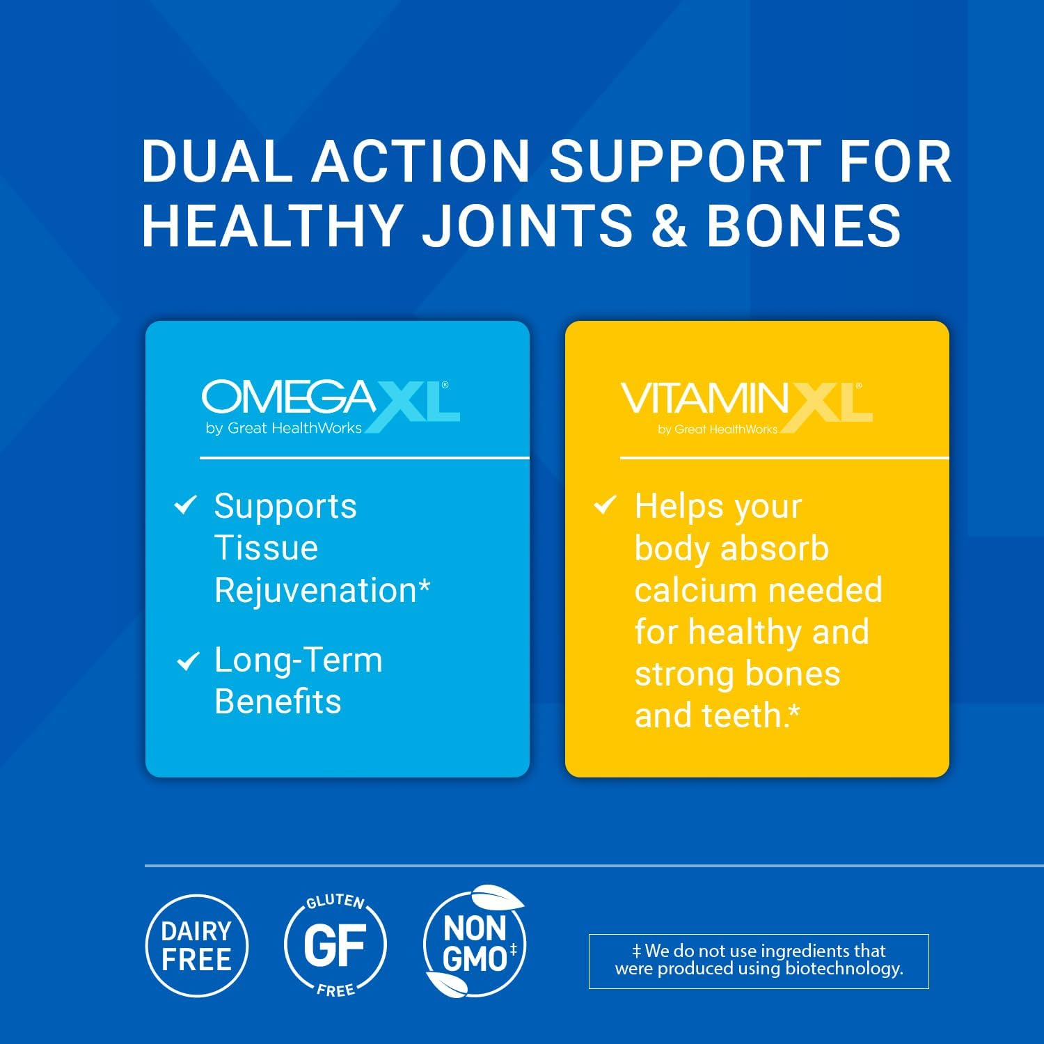 OmegaXL Joint Support Supplement - Natural Muscle Support, 60 Softgels & VitaminXL D3 High Potency Daily Vitamin D 5000 IU 125mcg Immune Support Supplement (30 Softgels)