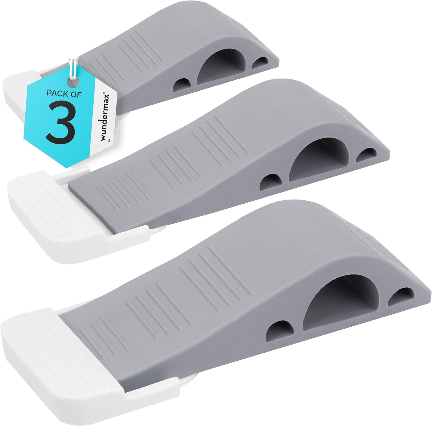 Gray Rubber Door Stopper Wedge Pack of 3