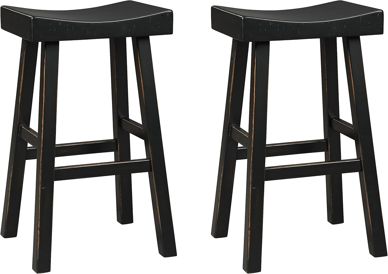 Transitional 31" Black Wood and Metal Saddle Barstool