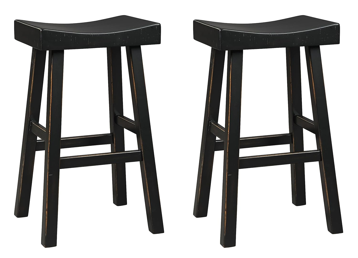 Transitional 31" Black Wood and Metal Saddle Barstool