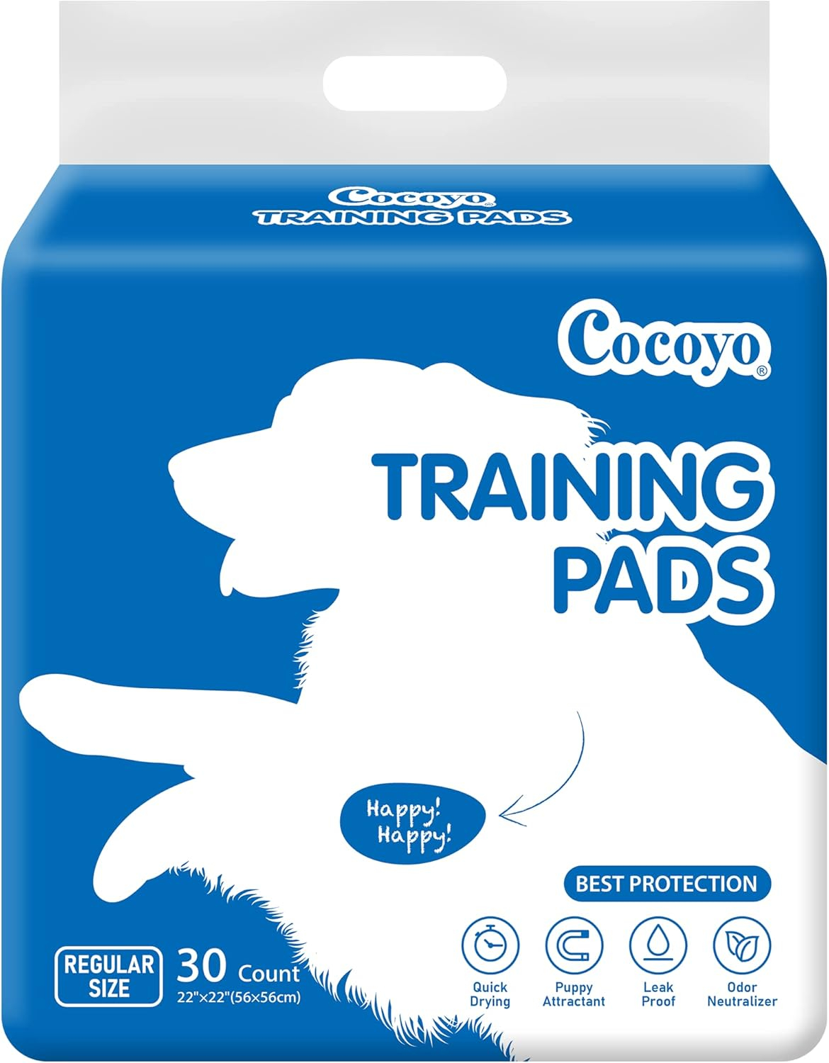 Cocoyo Best Value Training Pads 30 Count | Dog Pee Pads | Super Absorbent Puppy Pads,22"*22",Blue