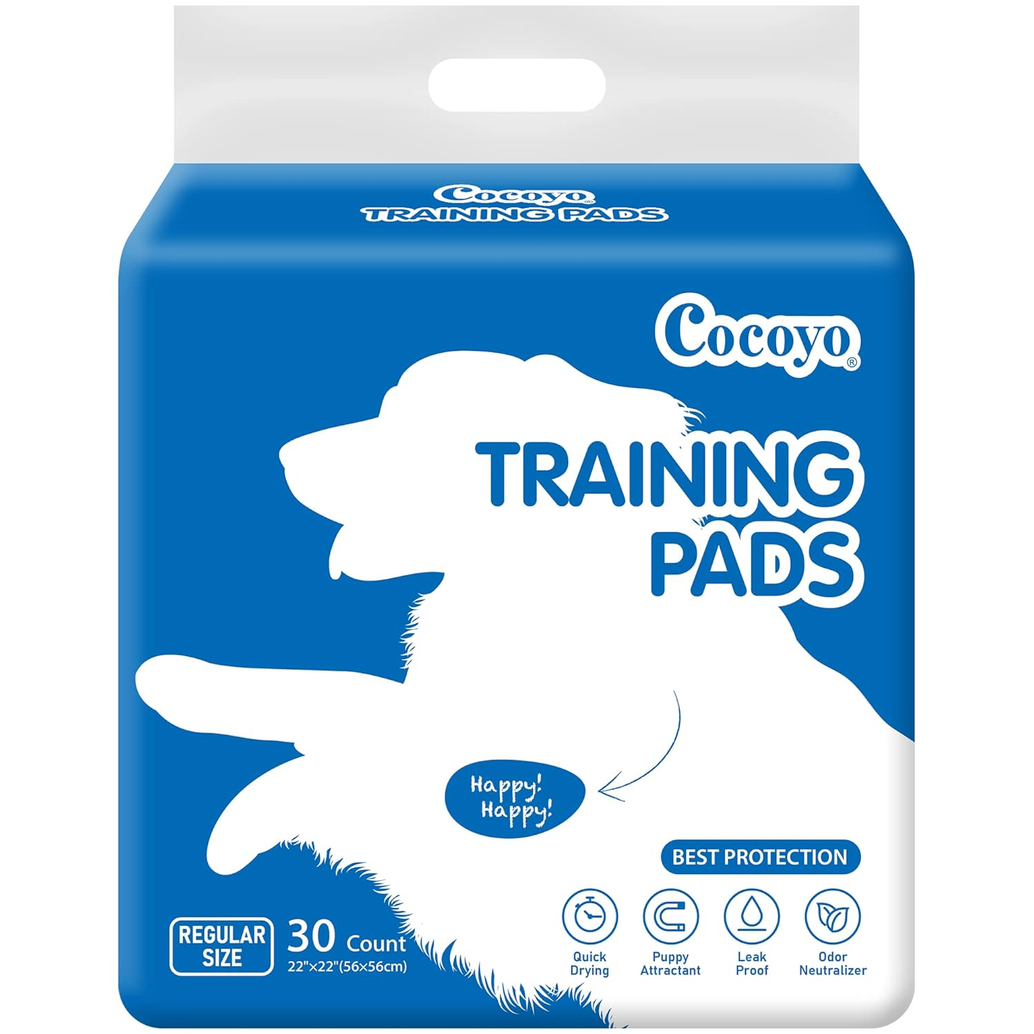 Cocoyo Best Value Training Pads 30 Count | Dog Pee Pads | Super Absorbent Puppy Pads,22"*22",Blue