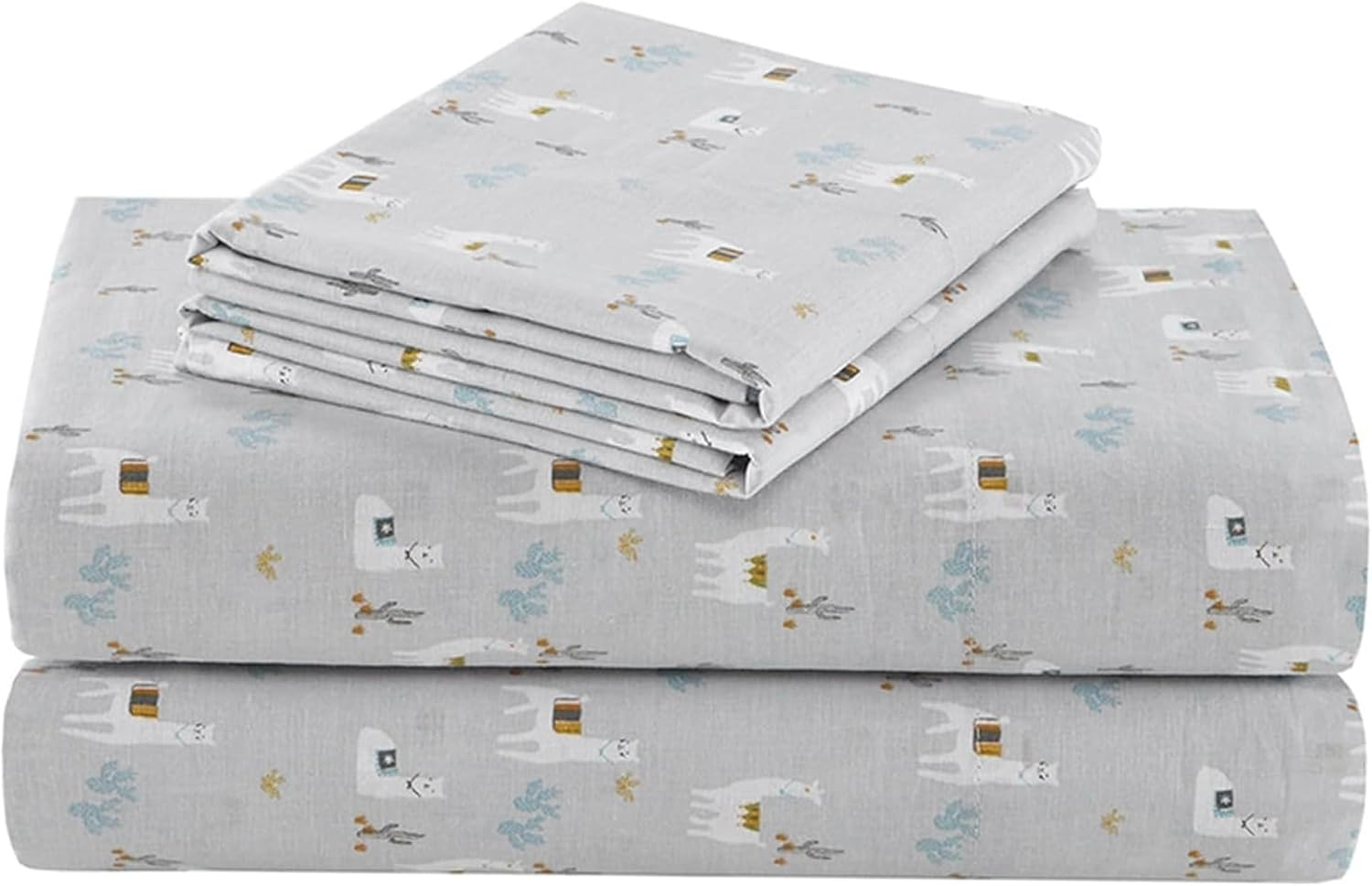 Comfort Spaces 100% Cotton Twin Sheet Set 3-Pieces Gray Lama Lightweight Breathable All Season Cozy Sheet Set