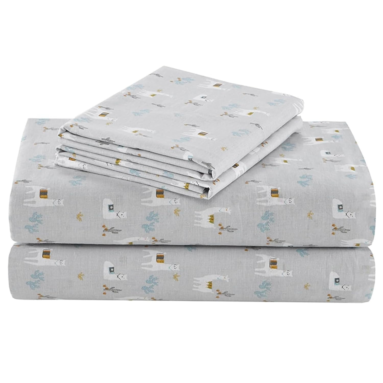 Comfort Spaces 100% Cotton Twin Sheet Set 3-Pieces Gray Lama Lightweight Breathable All Season Cozy Sheet Set
