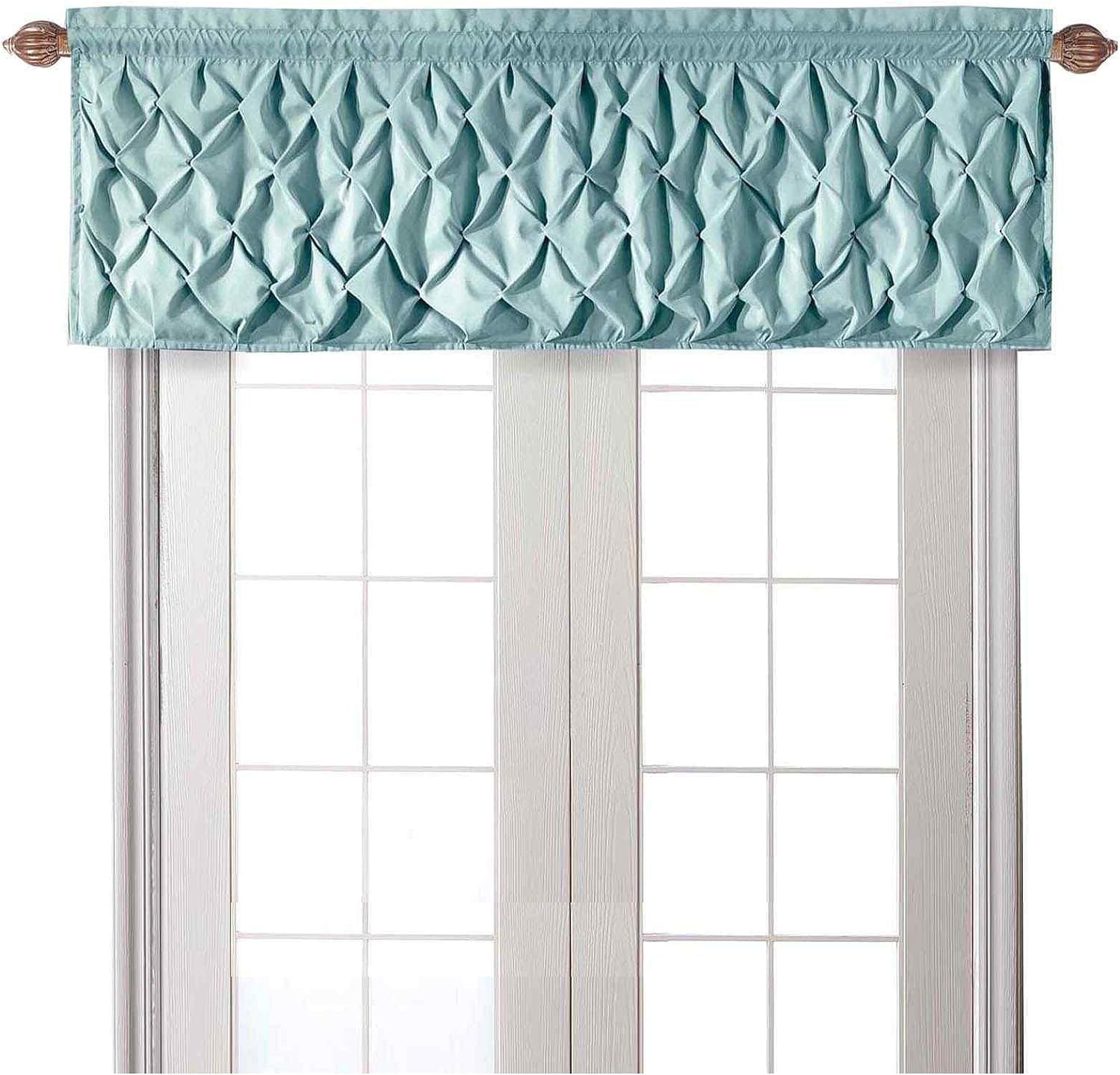 VCNY Home Carmen Blue Solid Color Rod Pocket Light-Filtering Curtain Valance, 60" x 20"