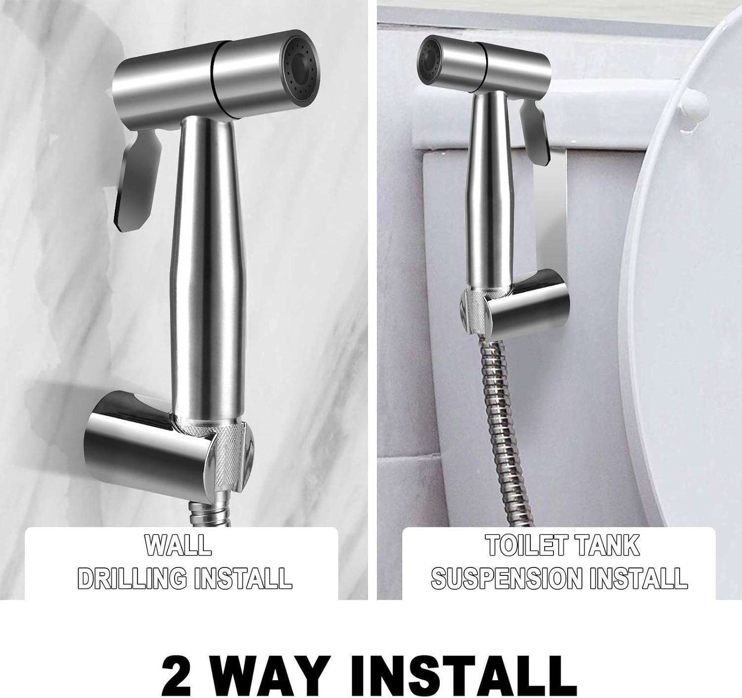 Bidet Sprayer for Toilet, Hand held Stainless Steel Toilet Bidet Sprayer Kit with Hose, Easy Install Bidet Attachment for Toilet, Bidet Sprayer for Personal Hygiene, Toilet Clean, Baby Diaper Cloth