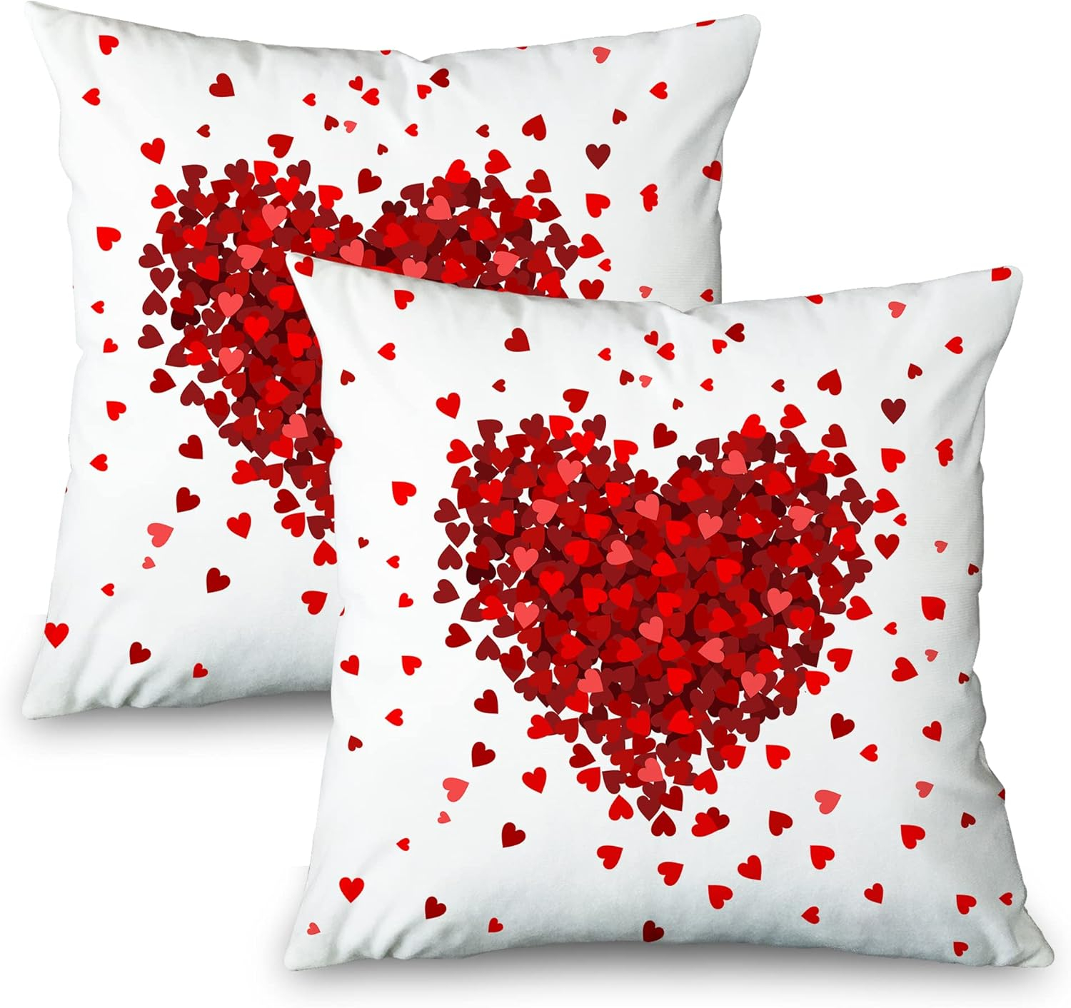 Valentines Day Red Heart Pillow Covers 18x18 Set of 2,Wedding Home Decor Love Decorative Throw Pillows Cushion Cases Romantic Valentine Gift for Girls Woman