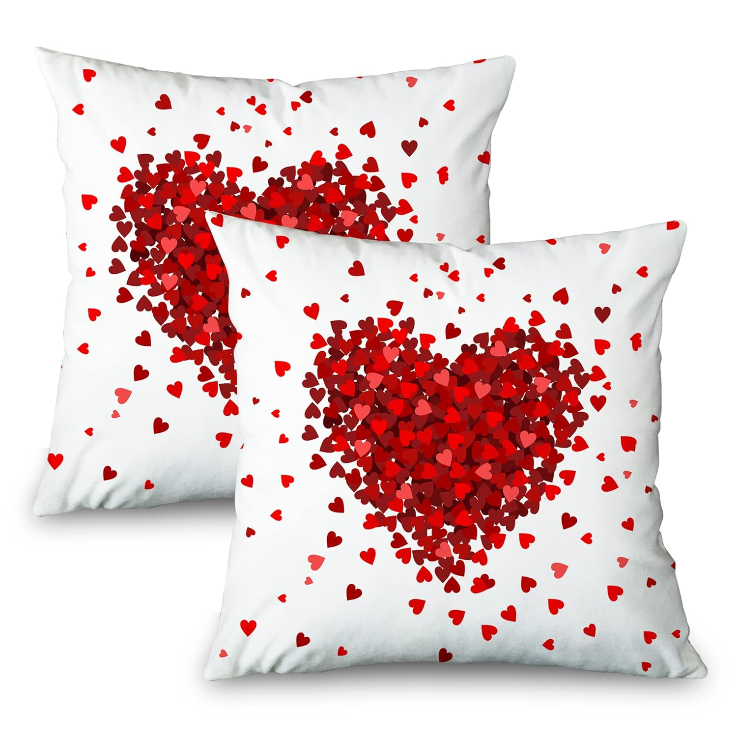 Valentines Day Red Heart Pillow Covers 18x18 Set of 2,Wedding Home Decor Love Decorative Throw Pillows Cushion Cases Romantic Valentine Gift for Girls Woman