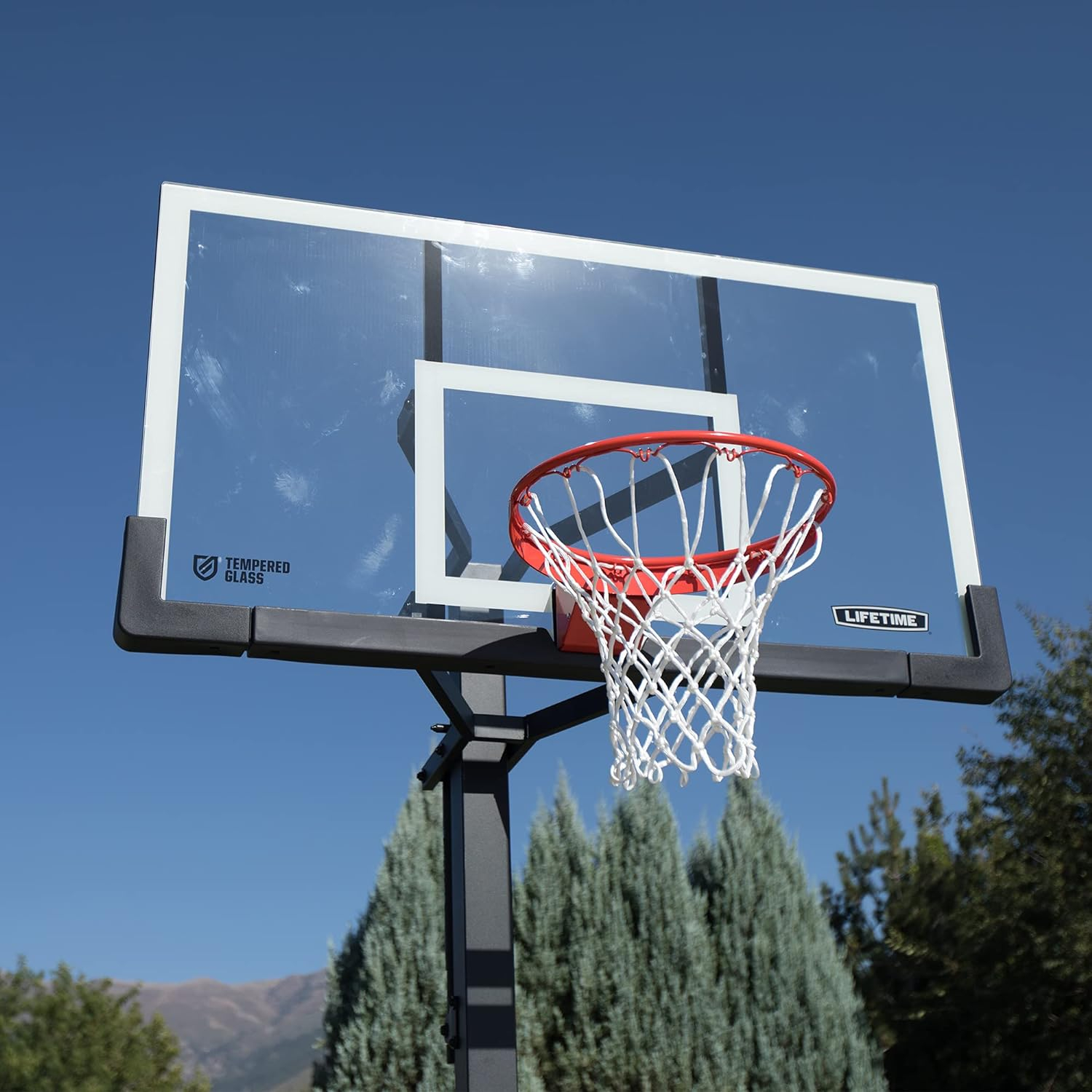 Lifetime New Adjustable Bolt Down Basketball Hoop (60-inch Tempered Glass), 90569