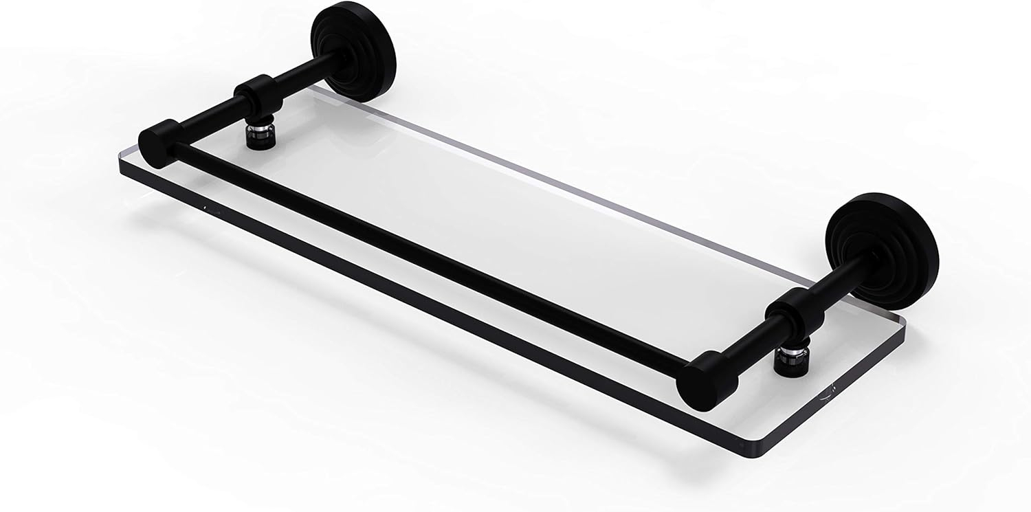 Matte Black 16" Tempered Glass Floating Wall Shelf