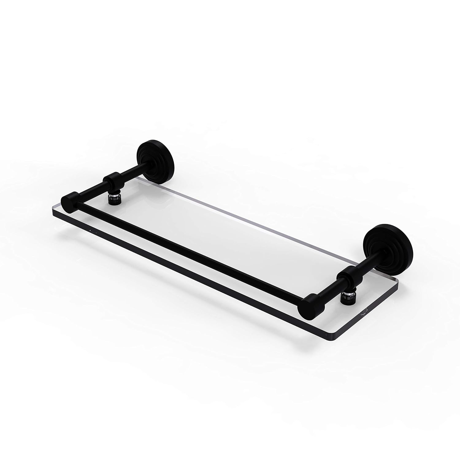 Matte Black 16" Tempered Glass Floating Wall Shelf