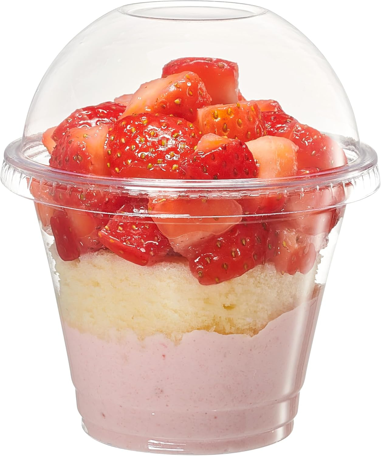 GUSTO [9 oz. - 50 Count Clear Plastic Cups With Dome Lids (No Hole), Fruit Cups with Lids for Party - Perfect for Smoothies, Milkshakes, and To-Go Beverages - (Formerly Comfy Package)