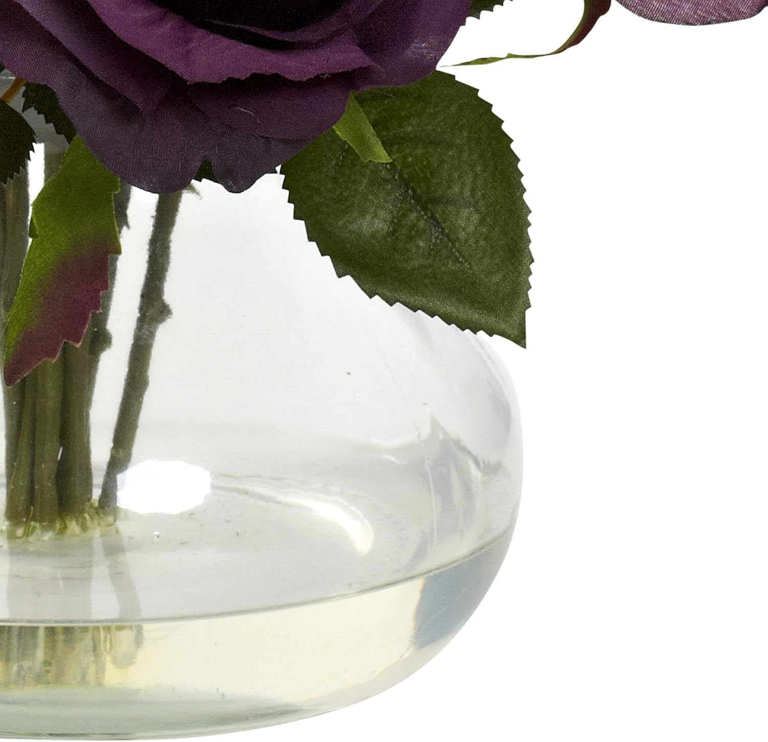 Nearly Natural Rose Arrangement Artifcial Flowers with Vase, Purple