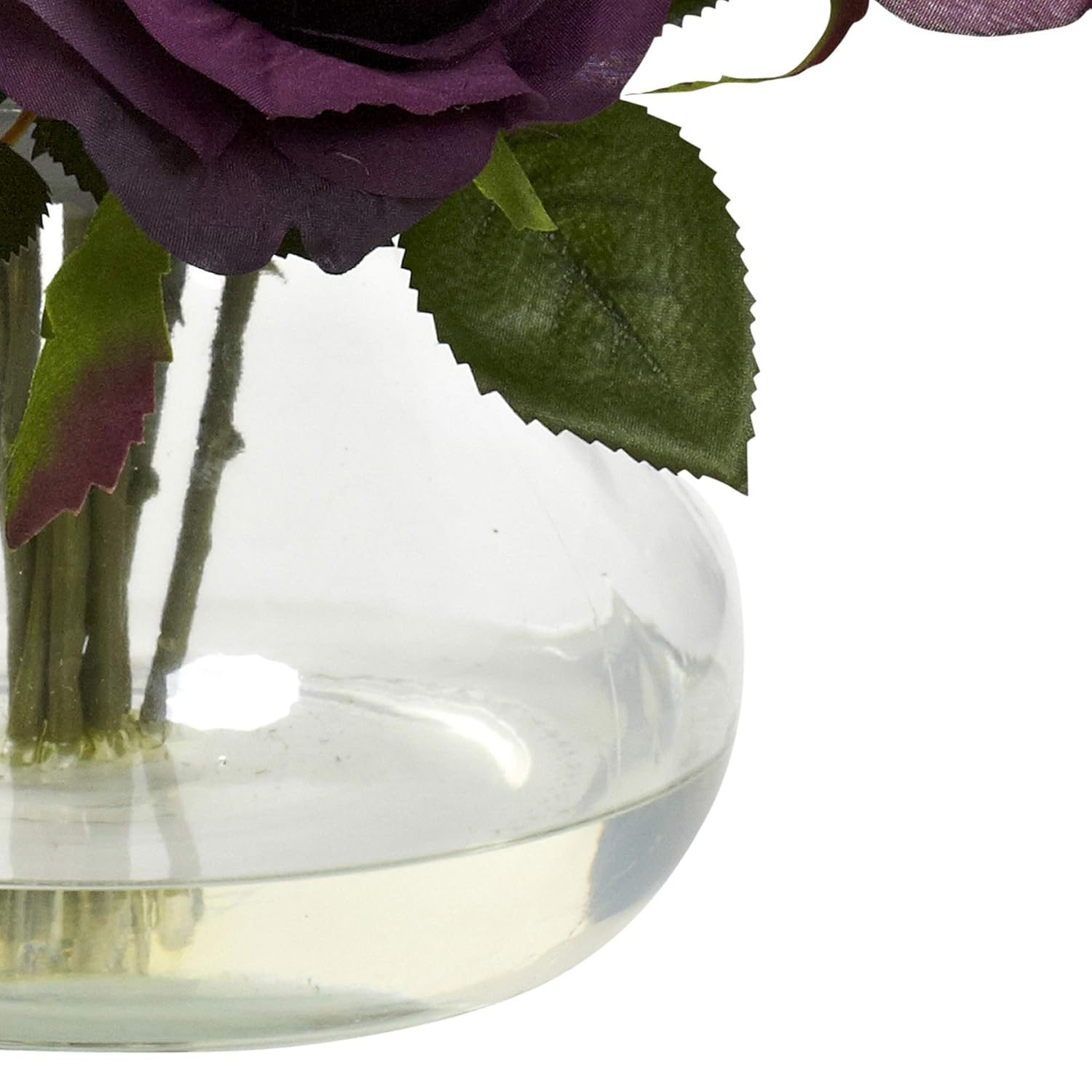 Nearly Natural Rose Arrangement Artifcial Flowers with Vase, Purple