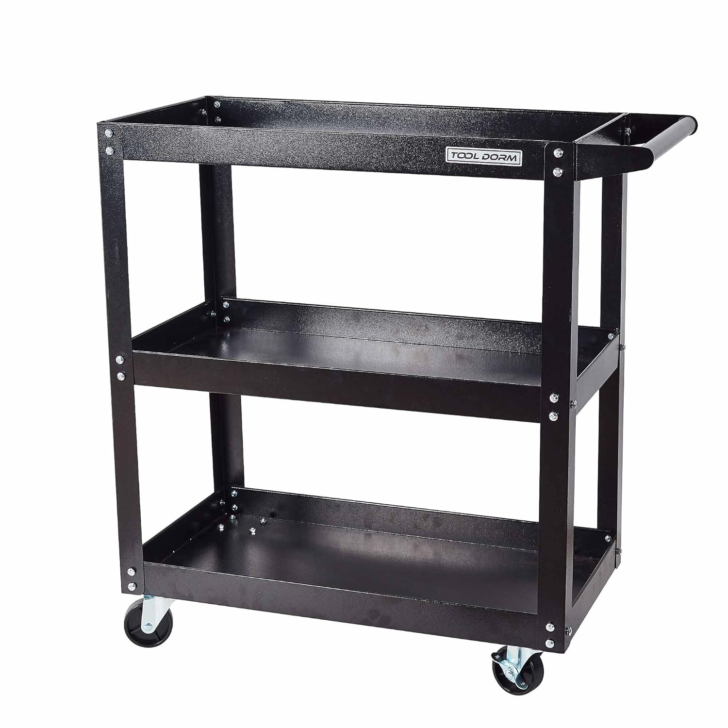 3-Tier Utility Cart,3 Shelves Rolling Carts with Brake Wheels,450lbs Load Capacity,Heavy Duty Mechanic Storage Cart Utility Cart for Garage Warehouse Workshop (Red)
