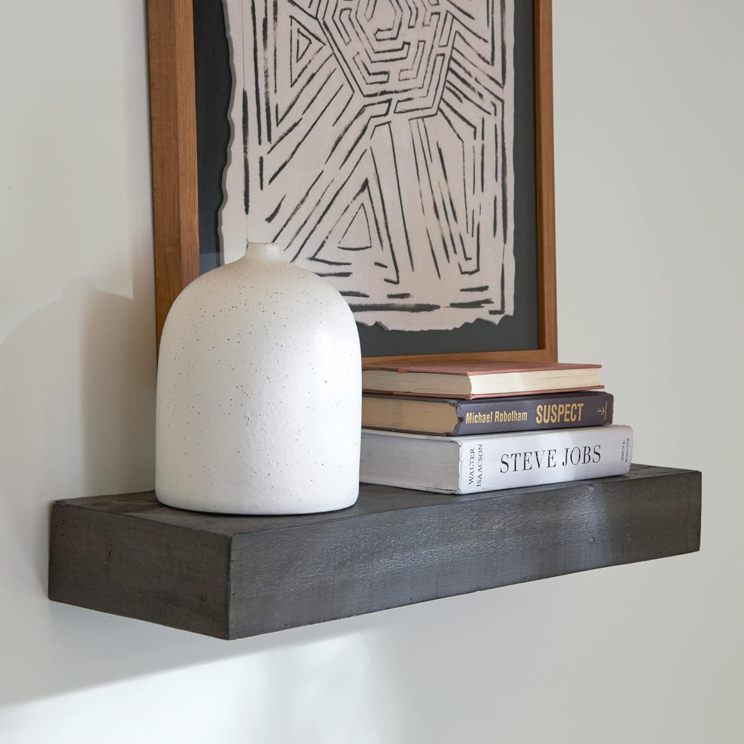 Black Reclaimed Pine 24" Floating Wall Shelf