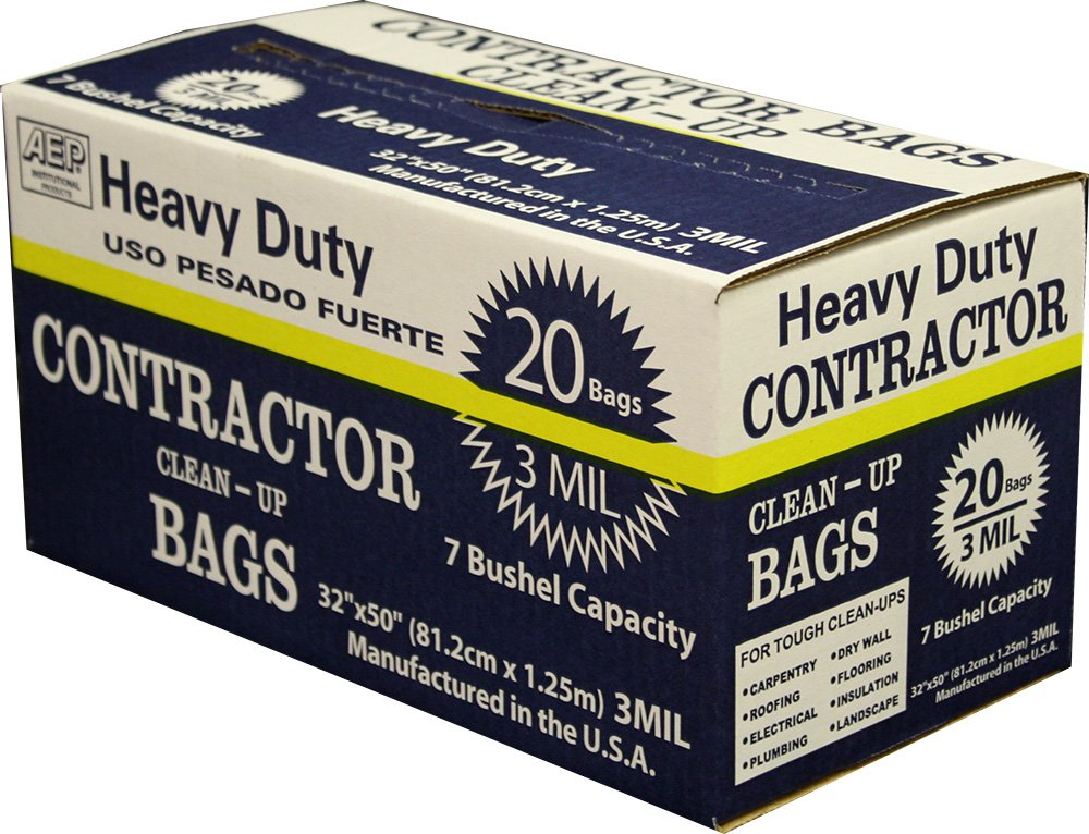 Berry Global 45 Gallon Contractor Bag 32" x 50" Low Density 3 mil Black 20 Bags/Box (0186470-181844)